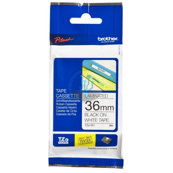 Cinta Brother tze-261 Black on White 1.5" x 8mts (36mm)