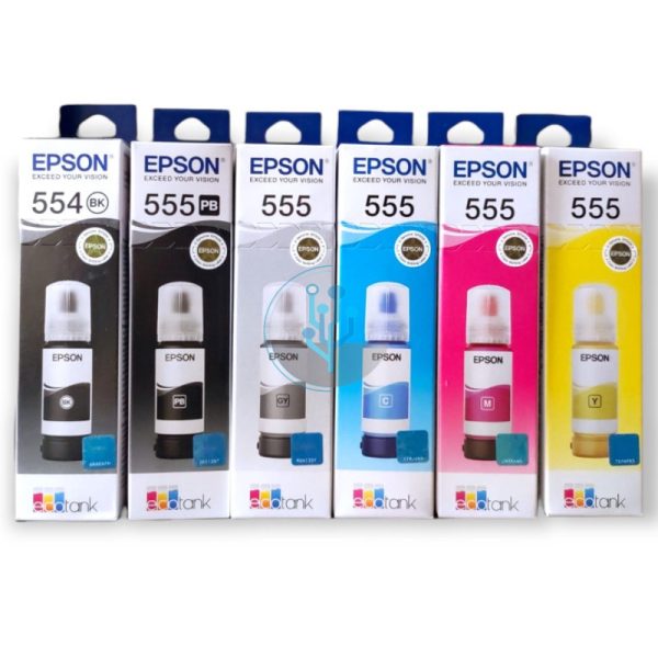 Kit de Tintas Epson T554 y T555 6 Colores EcoTank L8160, L8180 70ml