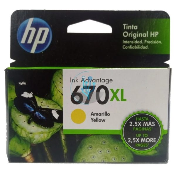 Tinta HP CZ120AL (670XL) Yellow Deskjet 5525 750 Páginas