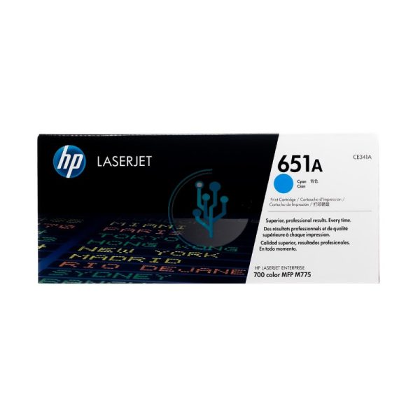 Toner HP CE341A (651a) Cyan. Compatibilidad con HP LaserJet Color m775, m775dn, m775f, m775z. ventas@alcorisuministros.com