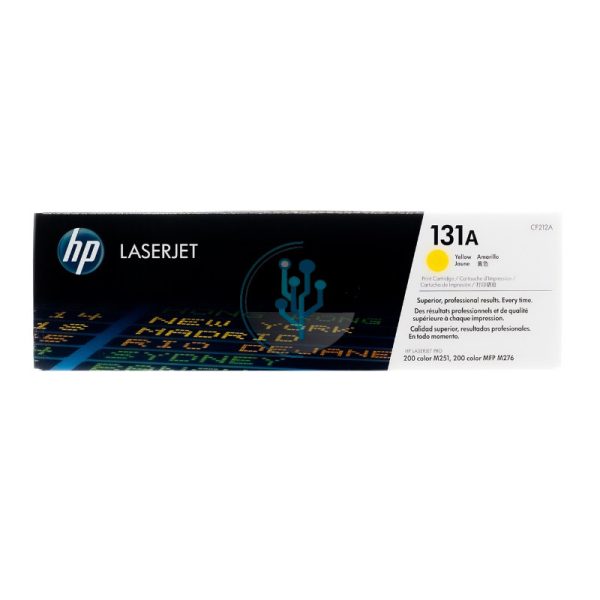 Toner Hp CF212A 131A Yellow. Compatibilidad con HP LaserJet Pro 200 color M276nw, HP Pro 200 color M251nw. Rendimiento: 1800 páginas