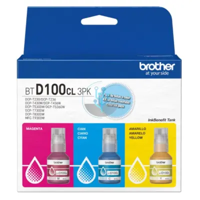 Tintas Brother [BTD100CL3PK] CMY DCPT530DW, DCPT730DW 5,000 Páginas