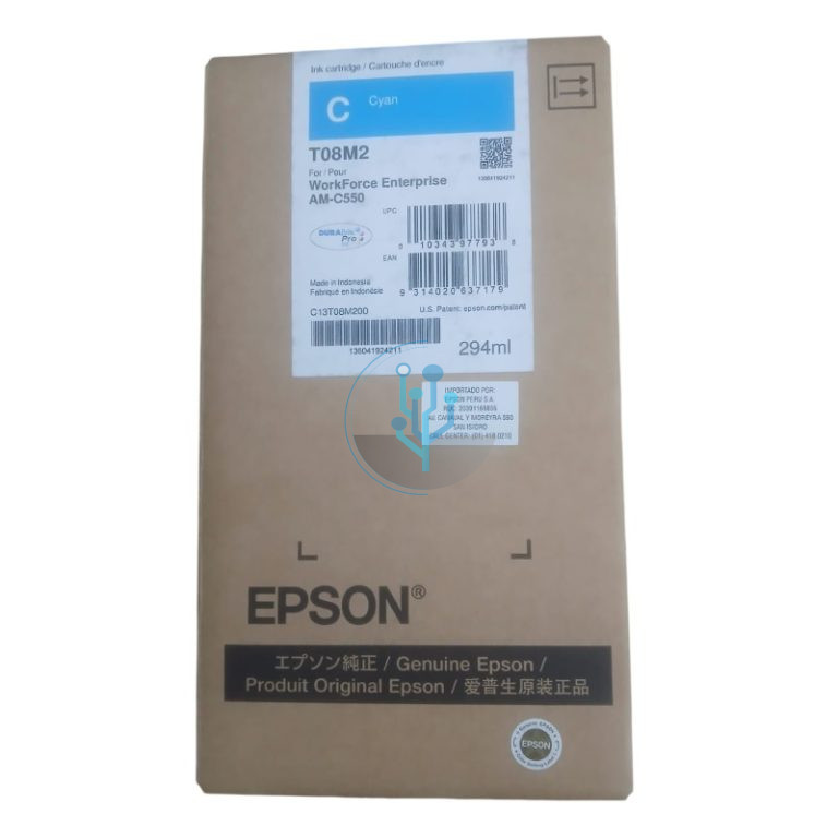 Compra el cartucho de tinta Epson T08M200 cian original de alta capacidad. Rendimiento de 28,000 páginas para Epson WorkForce Enterprise AM-C550