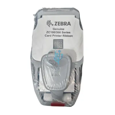 Ribbon Zebra 800300-350LA original con tecnología YMCKO. Compatible con Zebra ZC100 y ZC300. Imprima hasta 200 tarjetas PVC a color.